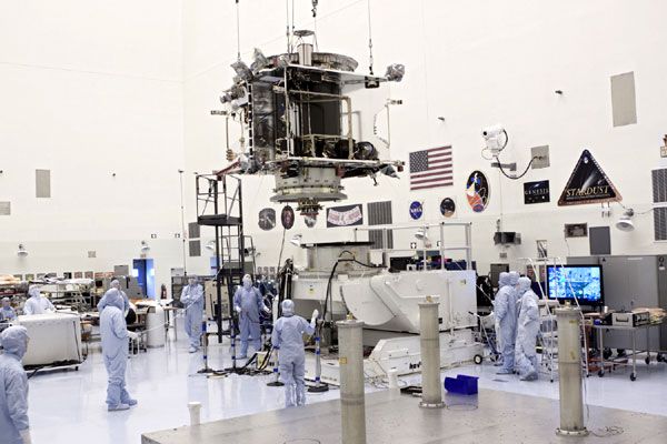Testing and launch preparations continue on the MAVEN spacecraft inside the Payload Hazardous Servicing Facility at NASA's Kennedy Space Center in Florida...on August 21, 2013.