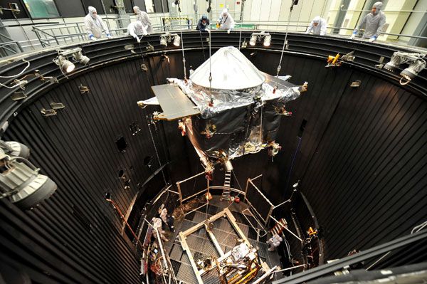 NASA's MAVEN spacecraft is about to undergo thermal vacuum testing at the Lockheed Martin facility in Colorado.