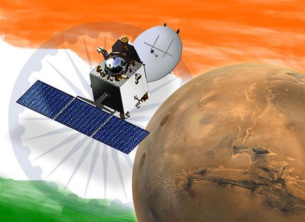 An artist's concept of India's Mars Orbiter Mission spacecraft.