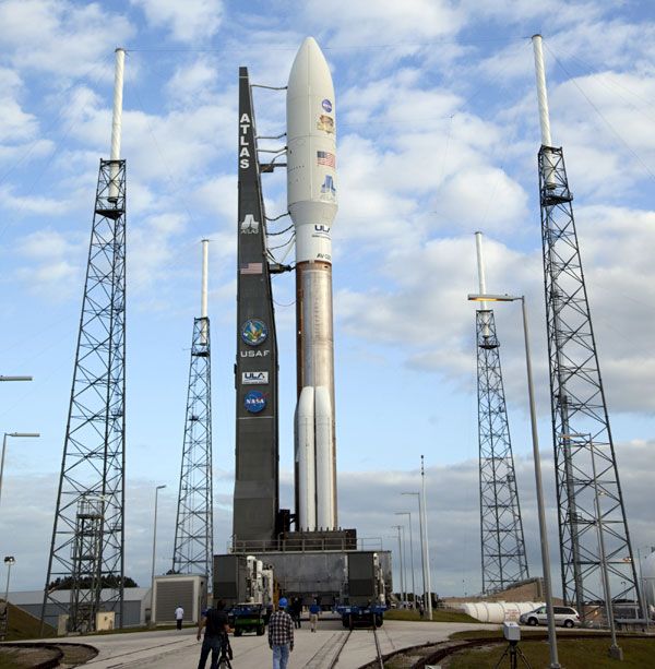 The Atlas V rocket is poised for launch at SLC-41 at Cape Canaveral Air Force Station in Florida, on November 25, 2011.