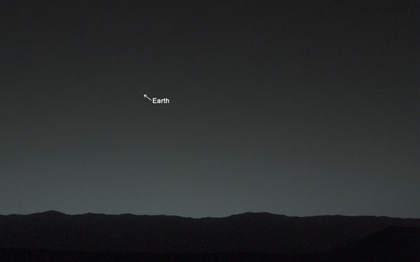 The Earth and its Moon as seen from the Curiosity rover on the surface of Mars...on January 31, 2014.