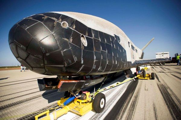 The X-37B Orbital Test Vehicle (OTV-2) on a runway at Vandenberg Air Force Base, California...after returning home from space on June 16, 2012.