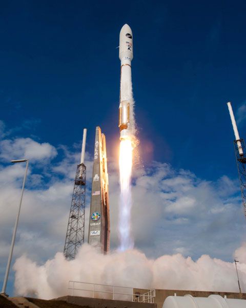 An Atlas V rocket carrying the X-37B Orbital Test Vehicle (OTV-3) is launched from Cape Canaveral Air Force Station in Florida, on December 11, 2012.