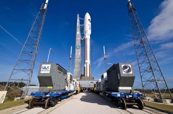 The Atlas V rocket carrying OTV-3 rolls out to Space Launch Complex 41 at Cape Canaveral Air Force Station in Florida, on December 10, 2012.