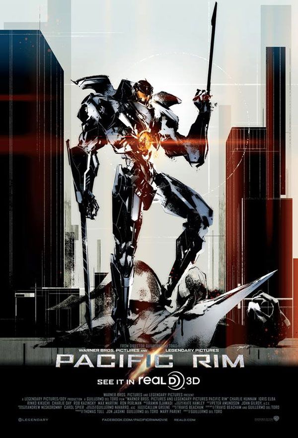 A PACIFIC RIM movie poster that's illustrated by METAL GEAR SOLID art director Yoji Shinkawa.