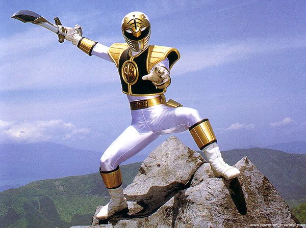 The White Ranger strikes a pose in MIGHTY MORPHIN POWER RANGERS.