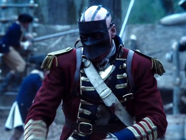 The British Redcoat is dressed as the Revolutionary War version of Bane (from THE DARK KNIGHT RISES) in SLEEPY HOLLOW.