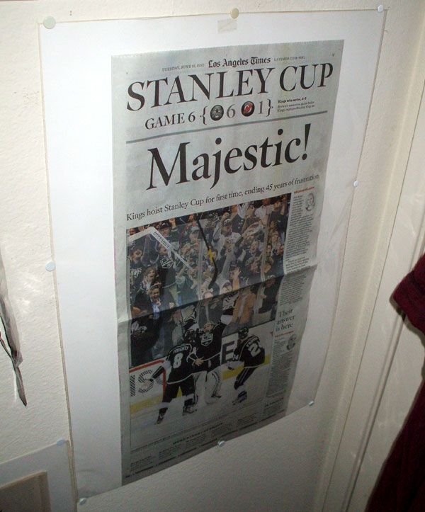 The Los Angeles Times sports page commemorating the L.A. Kings' Game 6 win over the New Jersey Devils on June 11, 2012.