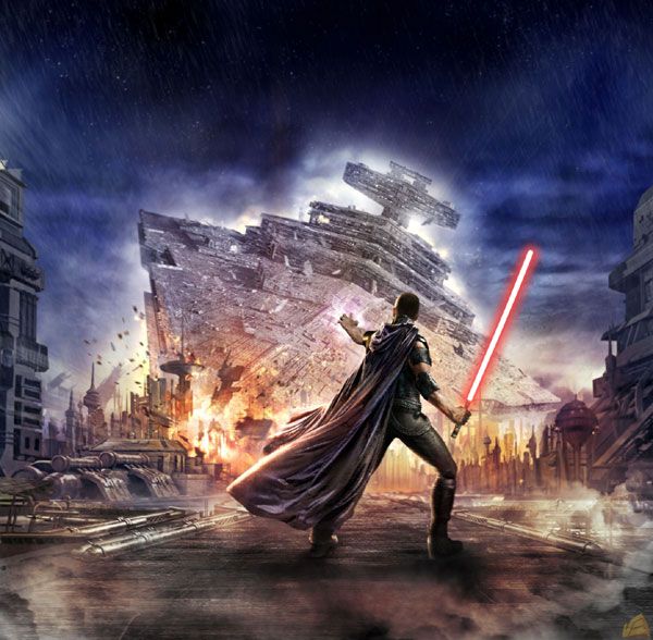 A character named Starkiller uses the Force to bring down a Star Destroyer in STAR WARS: THE FORCE UNLEASHED.