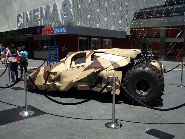 The Tumbler from THE DARK KNIGHT RISES on display outside of the AMC Citywalk theater in Hollywood, on July 20, 2012.