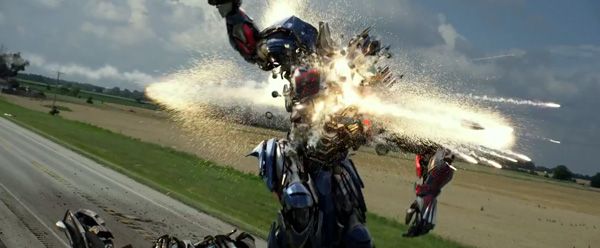 Optimus Prime is shot by Lockdown in TRANSFORMERS: AGE OF EXTINCTION. Optimus Prime is shot by Lockdown in TRANSFORMERS: AGE OF EXTINCTION.
