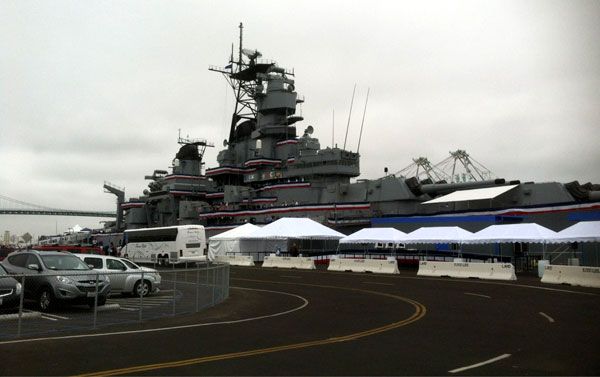 The USS Iowa prior to her re-dedication ceremony at San Pedro's Berth 87 on July 4, 2012.