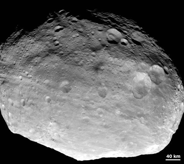 An image of asteroid Vesta that was taken by the Dawn spacecraft on July 24, 2011.