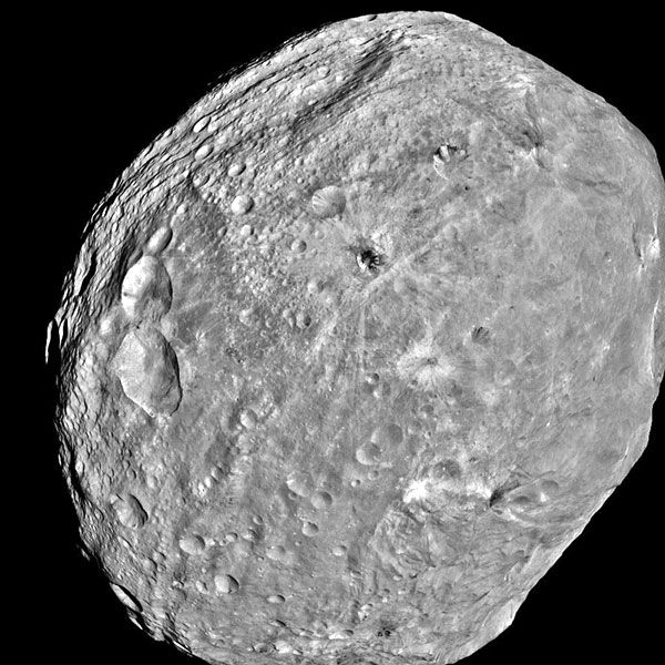 An image of asteroid Vesta that was taken by the Dawn spacecraft on July 24, 2011.