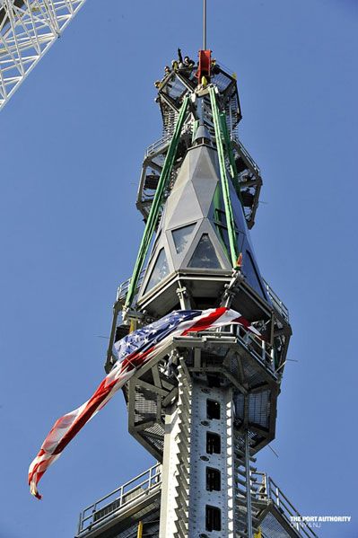 The final segment of the 1 World Trade Center's antenna spire is installed...on May 10, 2013.