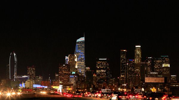 Another composite image showing the Wilshire Grand Center in downtown Los Angeles.