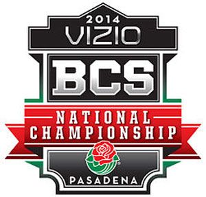 The logo for the 2014 BCS National Championship Game in Pasadena, California.