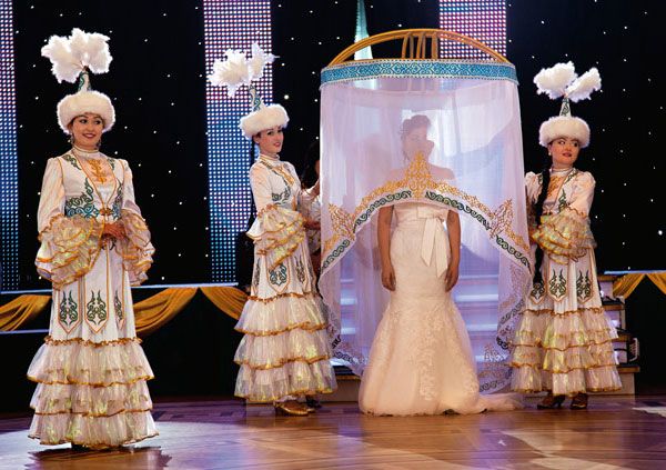 Kazakh dancers at a wedding ceremony.