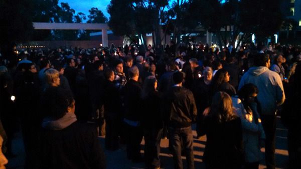 At CSULB, around 2,000 people attend a candlelight vigil for Nohemi Gonzalez on November 15, 2015.