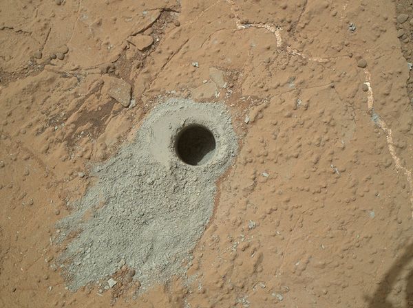 The first conclusive evidence of organic chemicals in material on the Red Planet's surface came from analysis by the Curiosity Mars rover of sample powder from this mudstone target, known as 'Cumberland.'