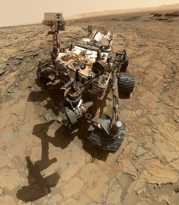 A self-portrait of NASA's Curiosity Mars rover, taken with a camera on her robotic arm on October 6, 2015.