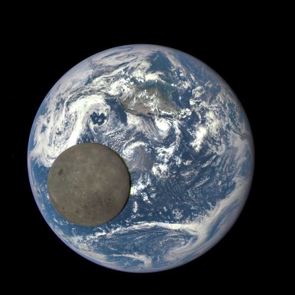 The Earth and the Moon as seen from the DSCOVR spacecraft one million miles away...on July 16, 2015.