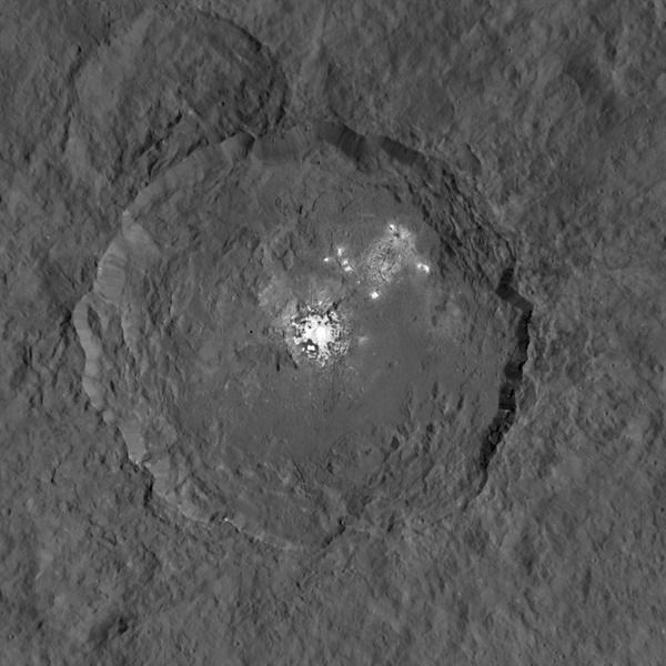 An images of Ceres' Occator crater and its mysterious bright spots...taken by NASA's Dawn spacecraft.