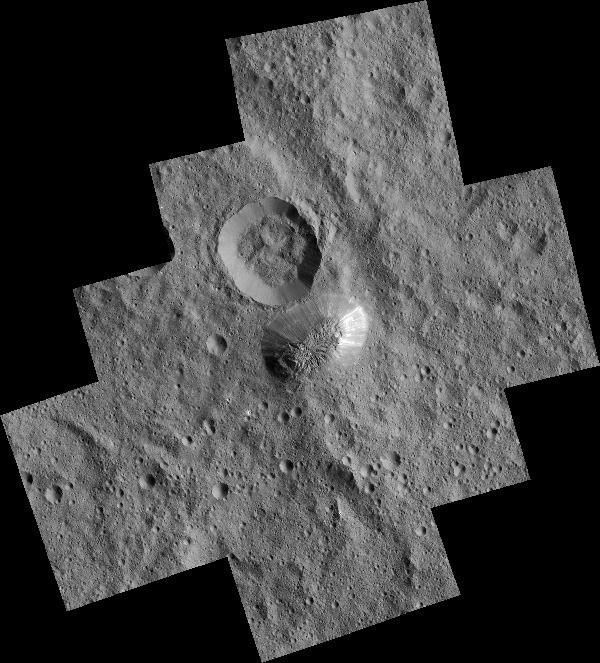 A high-resolution image of Ceres' Ahuna Mons mountain...as seen by NASA's Dawn spacecraft in December of 2015.