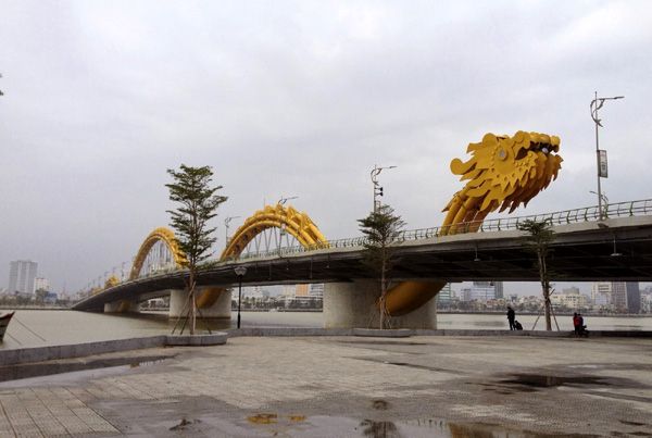 A day shot of the Dragon Bridge in Da Nang, Vietnam.