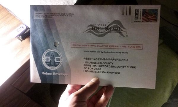 My absentee ballot for the 2016 U.S. presidential election has been mailed.