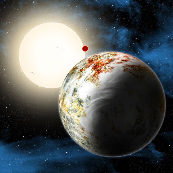 An artist's concept of the exoplanet Kepler-10c.