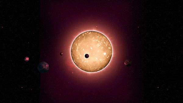 An artist's concept of the Kepler-444 star system.