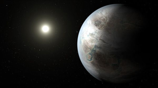 An artist's concept of the exoplanet Kepler-452b.