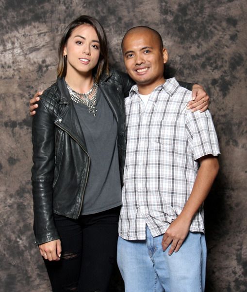 Posing with Chloe Bennet (who plays Skye on Marvel's AGENTS OF S.H.I.E.L.D.) at Long Beach Comic Con...on September 12, 2015.