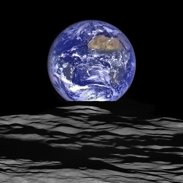 An image of Earth and the Moon taken by NASA's Lunar Reconnaissance Orbiter spacecraft...on October 12, 2015.