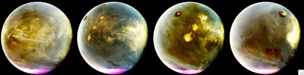 Martian hemispheres as seen in the ultraviolet by NASA's MAVEN spacecraft on July 9-10, 2016.
