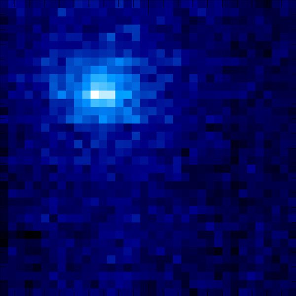 An image of comet Siding Spring that was taken by the Imaging Ultraviolet Spectrograph aboard NASA's MAVEN spacecraft, on October 17, 2014.