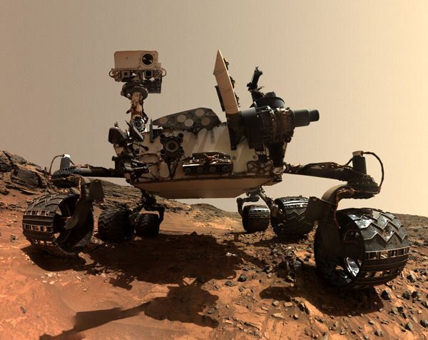 A cropped version of the Curiosity Mars rover's self-portrait, taken with a camera on her robotic arm on August 5, 2015.