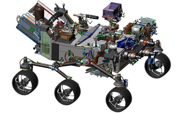 A computer-generated drawing of NASA's Mars 2020 rover.