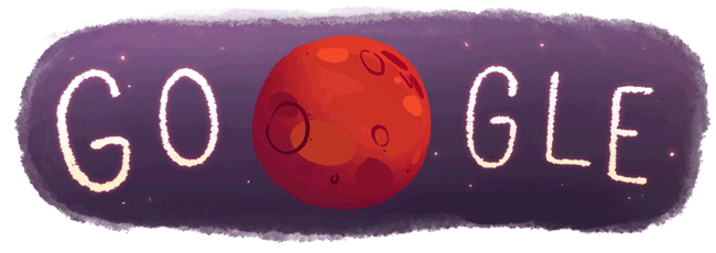 An animated GIF of the recent Mars 'Google doodle.'