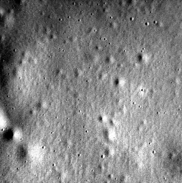 A final image that NASA's MESSENGER spacecraft took of Mercury before the probe intentionally crashed into the planet's surface on April 30, 2015.