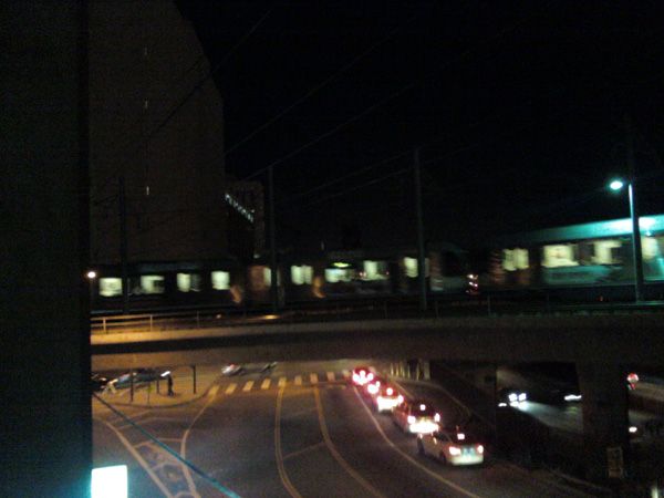 A Metro Gold Line train is about to pass over the 101 Freeway in downtown Los Angeles, on February 14, 2014.