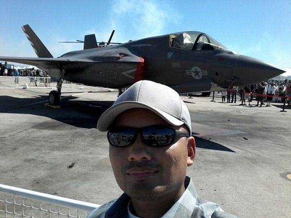 Taking a selfie in front of an F-35B Lightning II at the Miramar Air Show...on September 24, 2016.