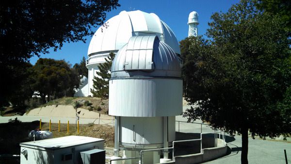 Another photo I took of Mount Wilson Observatory's CHARA array interferometer (foreground), the 60-inch telescope and a 150-foot solar telescope (background) on March 24, 2016.