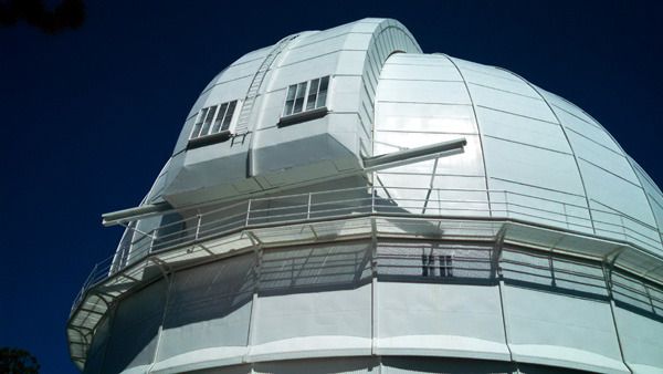 The dome housing Mount Wilson Observatory's historic 100-inch Hooker Telescope...on March 24, 2016.