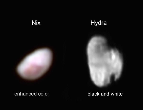 Pluto's small moons Nix and Hydra...as seen by NASA's New Horizons spacecraft on July 14, 2015.