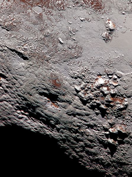 A high-res image of Pluto's Wright Mons region taken by NASA's New Horizons spacecraft...on July 14, 2015.