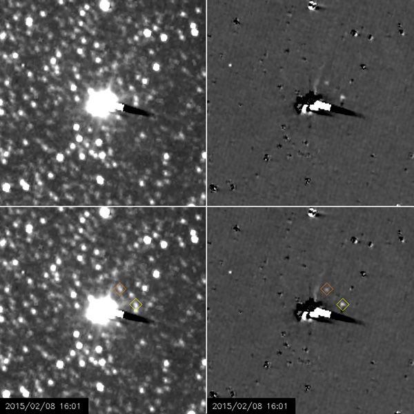Still images showing Nix and Hydra orbiting Pluto...as seen from NASA's New Horizons spacecraft between January 27 - February 8, 2015.