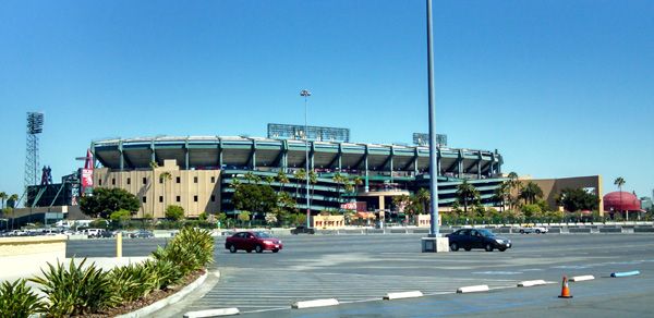 Angel Stadium of Anaheim...the home of the 2002 World Series champion, L.A. Angels of Anaheim.