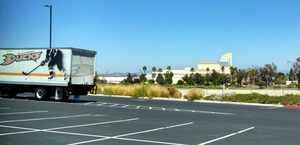 The Cinemark Century Stadium 25 and XD theater as seen from a Honda Center parking lot.